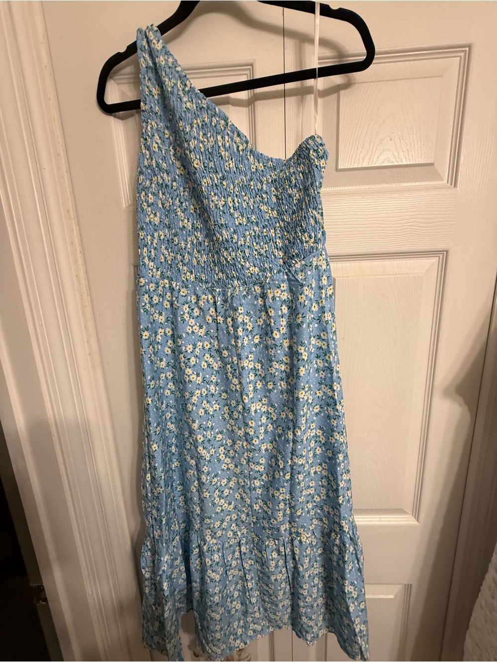 SHEIN Blue Floral One-Shoulder Maxi Dress